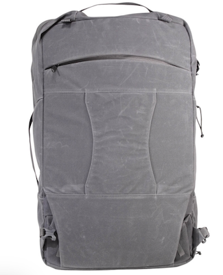back view of pack, with straps and belt tucked inside back panel